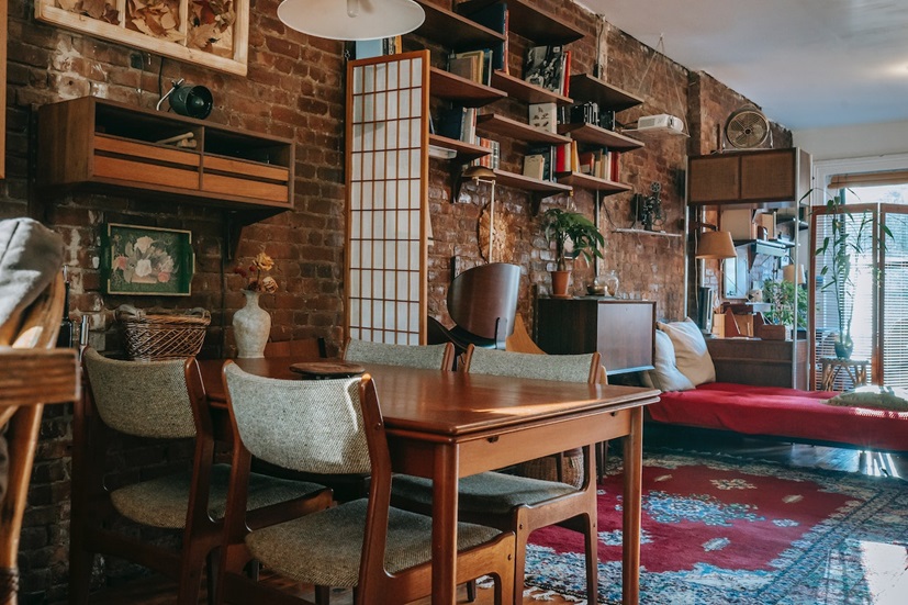 An open space styled with hacks for styling your home with vintage and antique furniture.